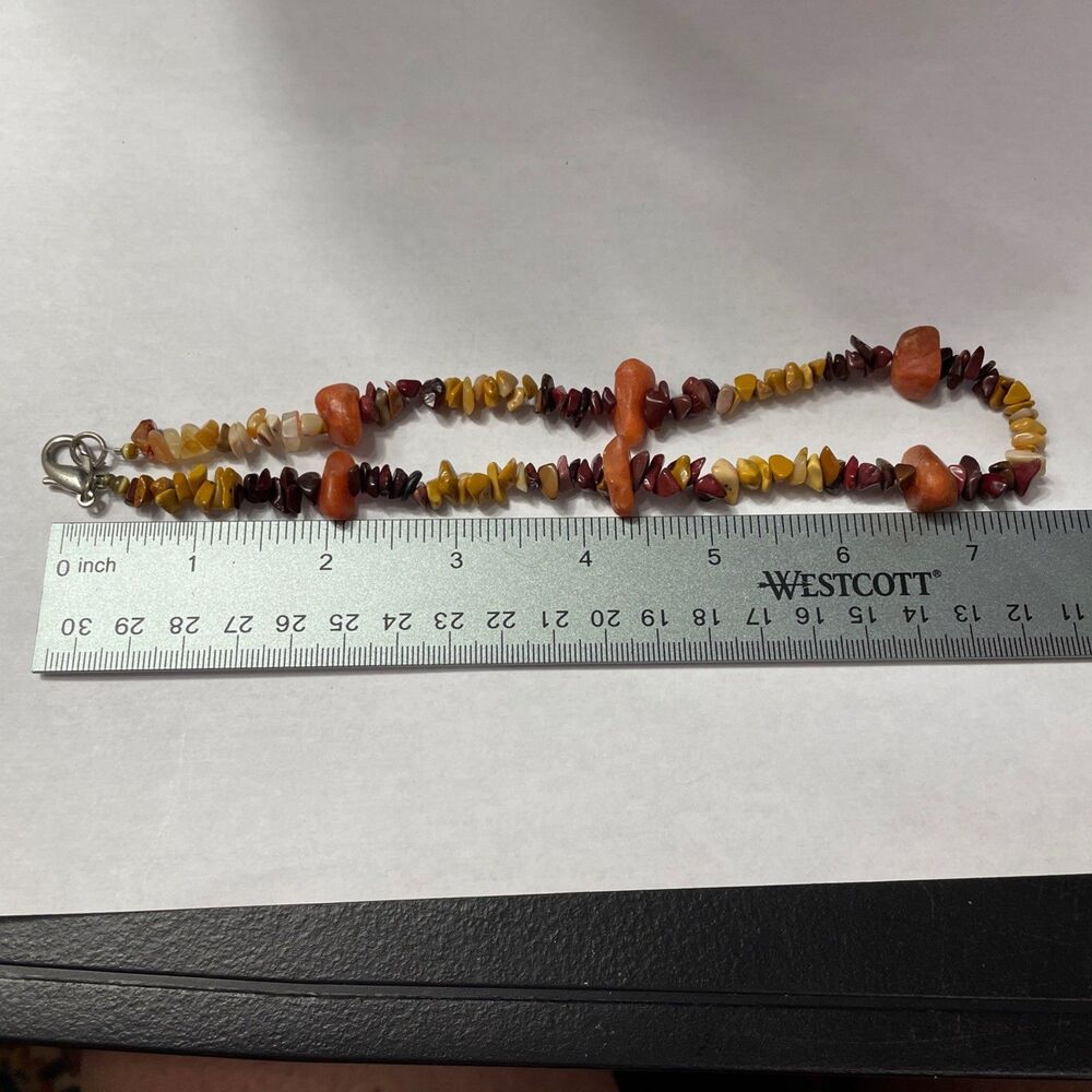 Vintage necklace, choker, natural stones, tumbling Sedona Sunset Mookaite 15” - Picture 4 of 5
